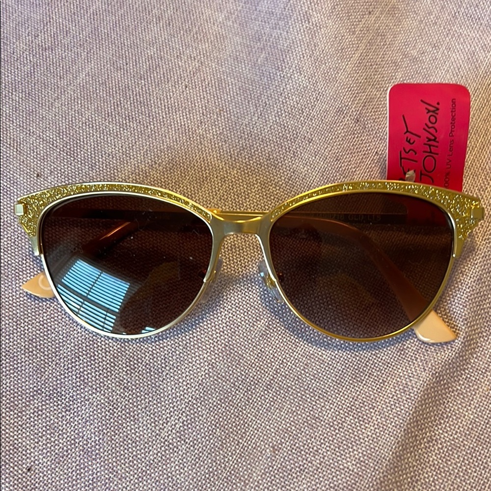 Betsey Johnson Gold Cat-Eye Sunglasses